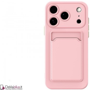 Guminis dėklas su kišenėle - rausvas (Apple Iphone 17 Pro Max/18 Pro Max)
